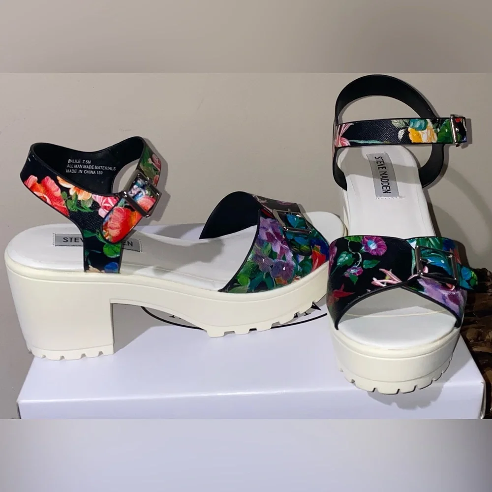 Steve Madden platform sandals Steve Madden heels chunky platform floral Y2K vibe